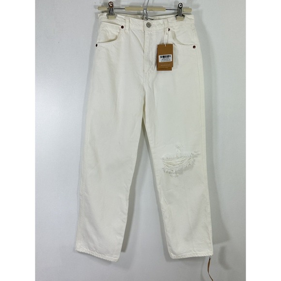 Reformation Cowboy high-rise straight jeans wmns vintage White Destroyed Sz 28